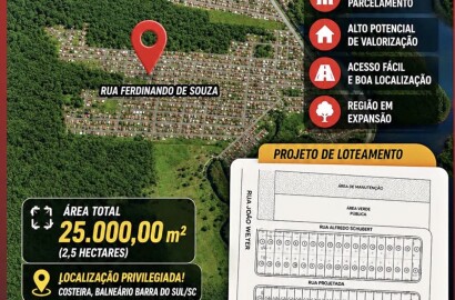 Área á Venda no Bairro Costeira- Região da Lagoa- Balneário Barra do Sul