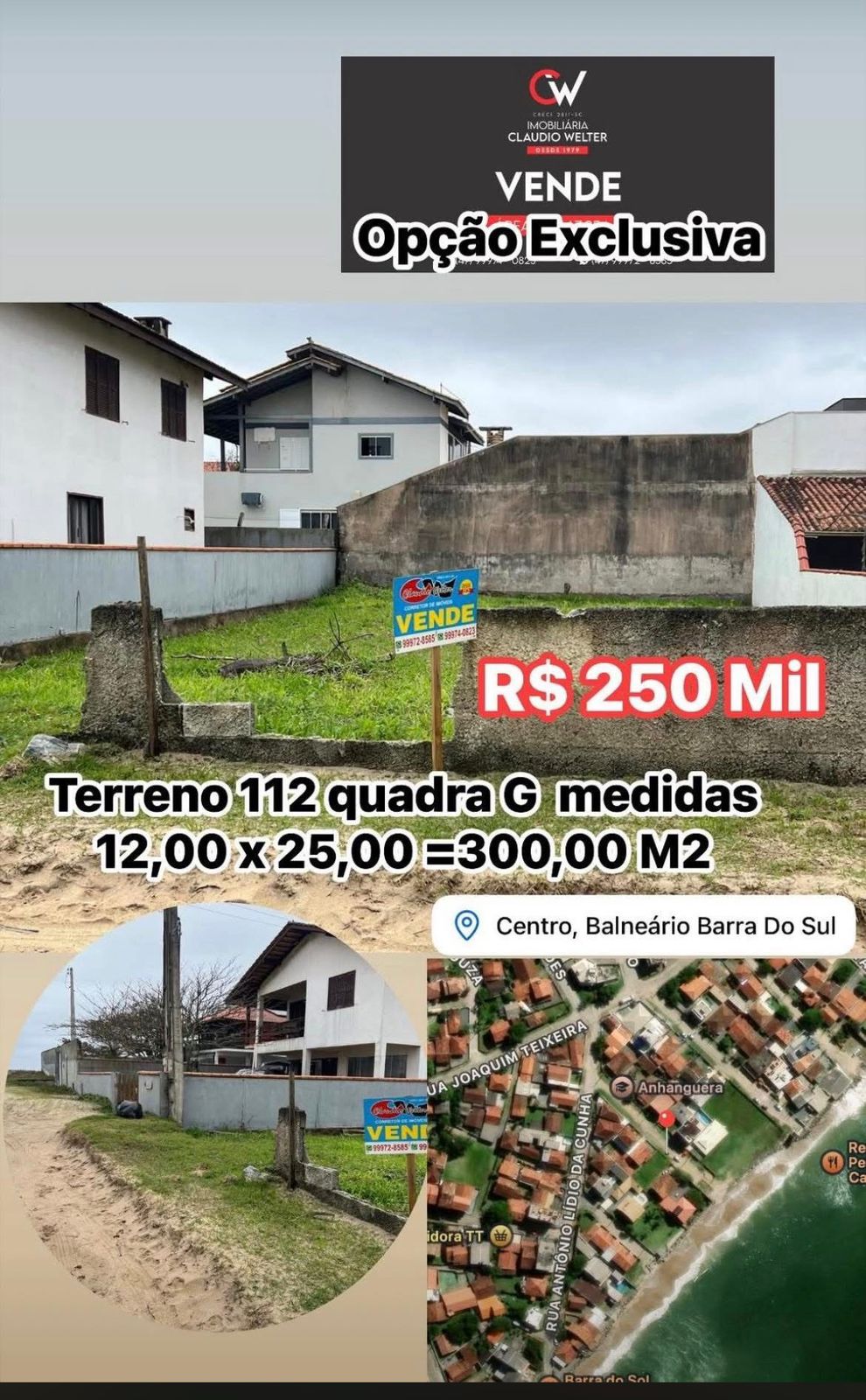 Terreno no Centro 150 Metros do Mar