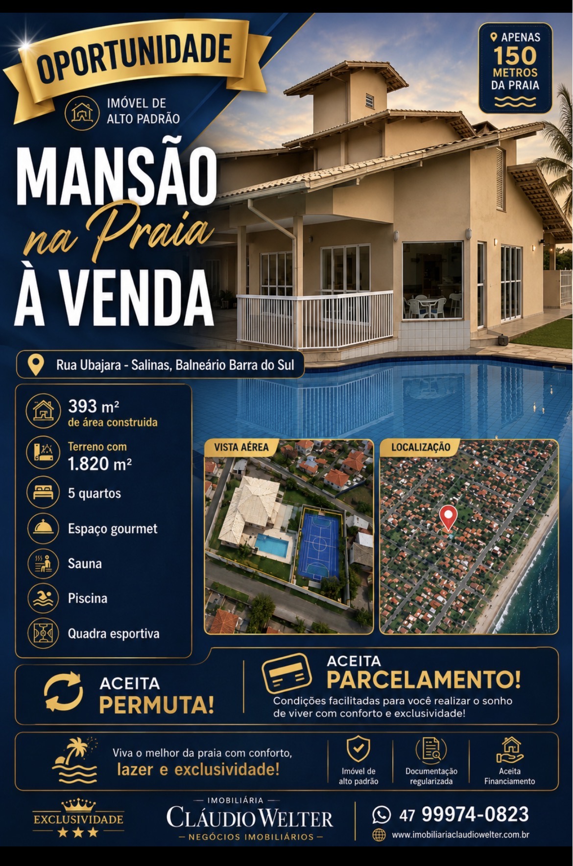 Mansão Alto Padrão com Quadra Esportiva, piscina, sauna e piscina